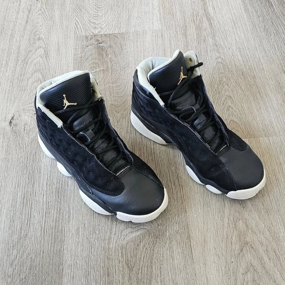 Size 6.5Y Air Jordan 13 Retro GS Black White Mint Foam - Picture 3 of 8